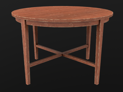 Круглый стол и стулья Game Ready PBR 3D Модель