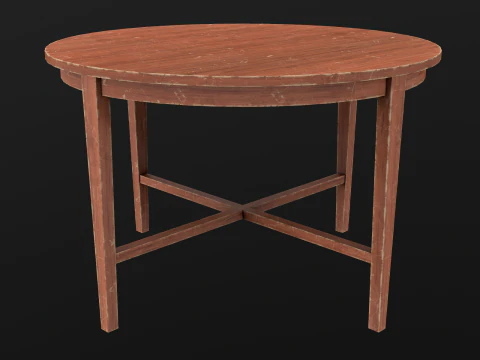 Tavolo Rotondo E Sedie Gioco Pronto PBR Modello 3D