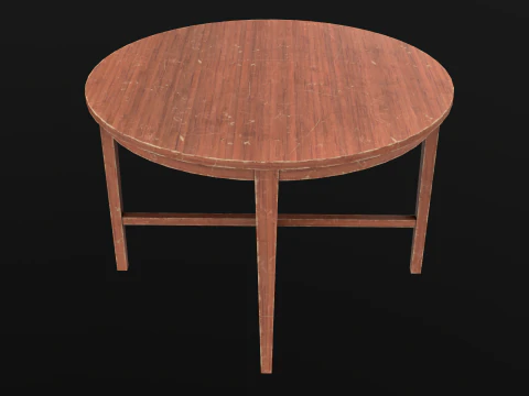 Tavolo Rotondo E Sedie Gioco Pronto PBR Modello 3D