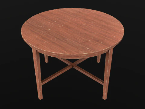 Tavolo Rotondo E Sedie Gioco Pronto PBR Modello 3D