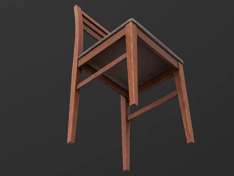 Tavolo Rotondo E Sedie Gioco Pronto PBR Modello 3D