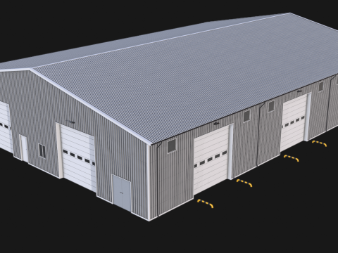 Edificio industriale 48 PBR Modello 3D