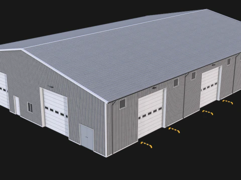 Budynek przemysłowy 48 PBR Model 3D