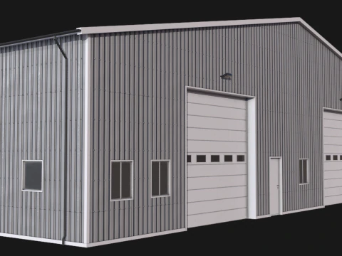 Budynek przemysłowy 48 PBR Model 3D