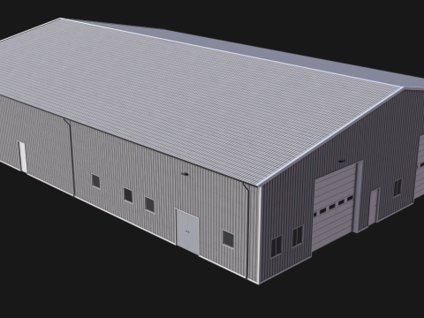 Edificio industriale 48 PBR Modello 3D