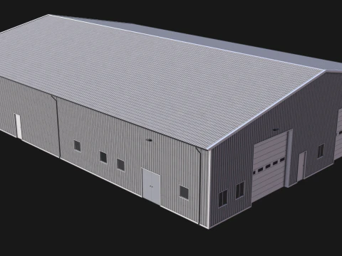 Budynek przemysłowy 48 PBR Model 3D
