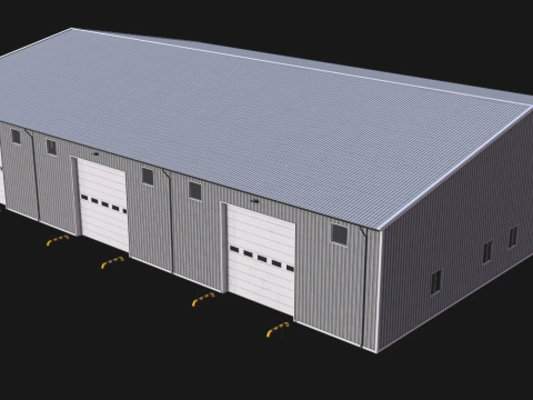 Budynek przemysłowy 48 PBR Model 3D