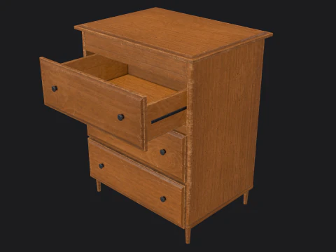 Armadietto in legno pronto per il gioco PBR Modello 3D