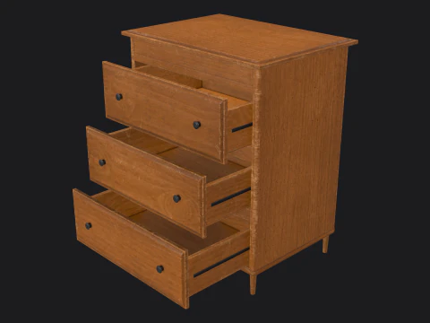 Armadietto in legno pronto per il gioco PBR Modello 3D