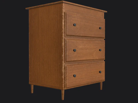 Armadietto in legno pronto per il gioco PBR Modello 3D