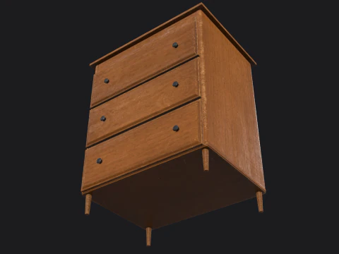 Armadietto in legno pronto per il gioco PBR Modello 3D