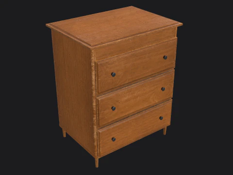 Armadietto in legno pronto per il gioco PBR Modello 3D