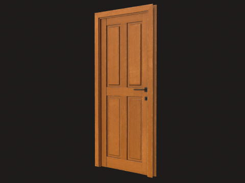 Wood Door Game Ready PBR 3D Model