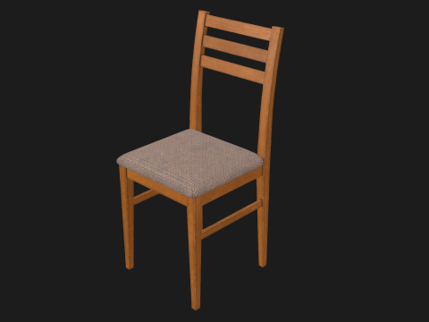 Silla de madera Game Ready PBR Modelo 3D
