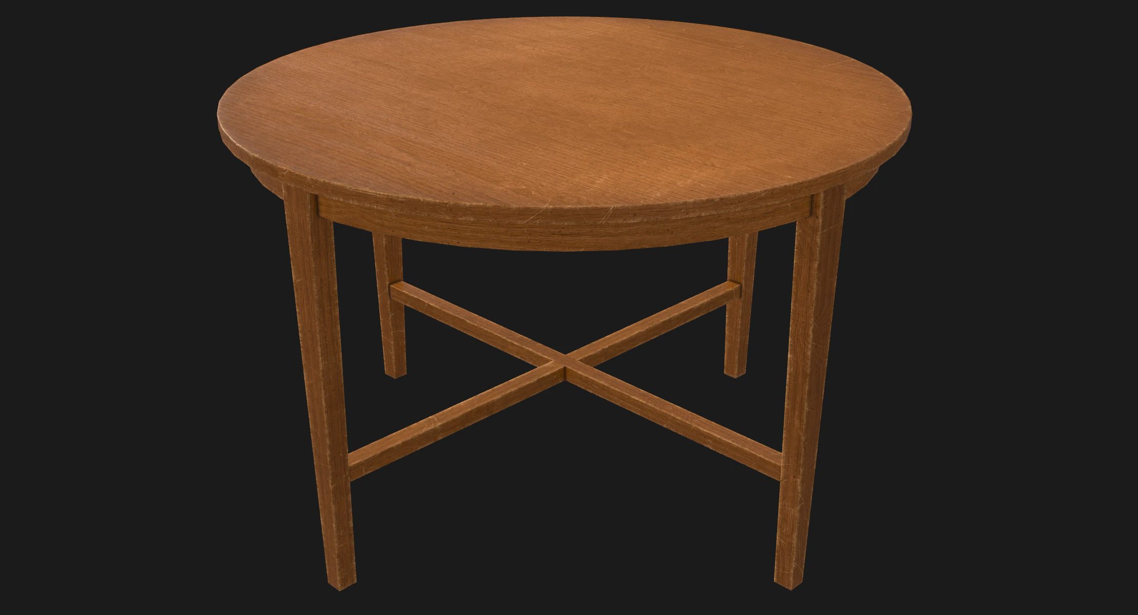 Tavolo rotondo in legno pronto per il gioco PBR Modello 3D .c4d .max .obj .3ds .fbx .stl .blend 