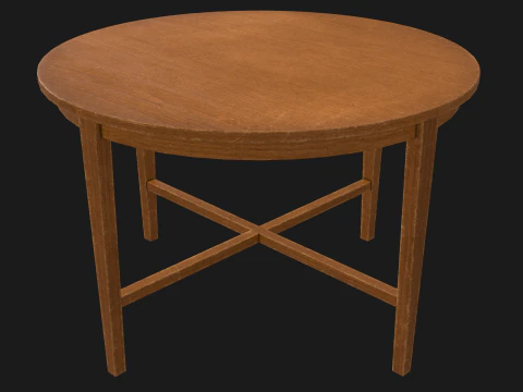 Wood Round Table Game Ready PBR 3D Модель
