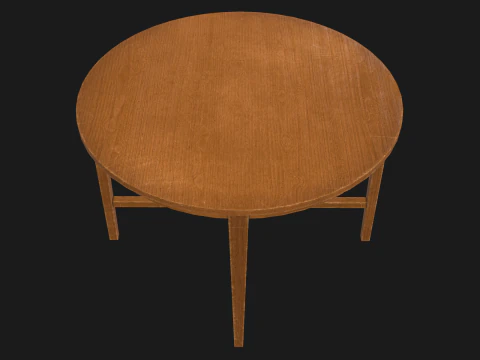 Tavolo rotondo in legno pronto per il gioco PBR Modello 3D