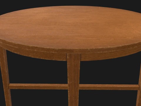 Tavolo rotondo in legno pronto per il gioco PBR Modello 3D