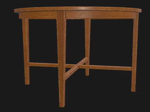Tavolo rotondo in legno pronto per il gioco PBR Modello 3D