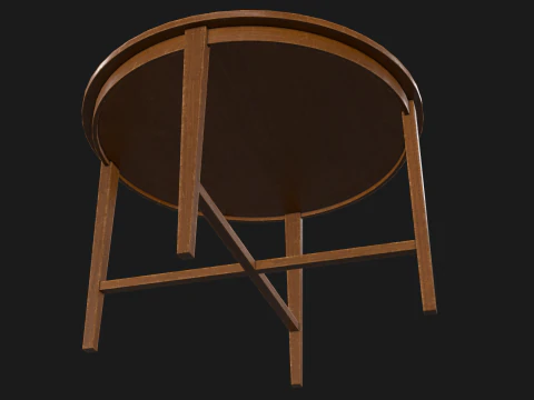 Tavolo rotondo in legno pronto per il gioco PBR Modello 3D