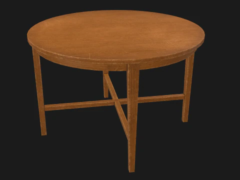 Tavolo rotondo in legno pronto per il gioco PBR Modello 3D