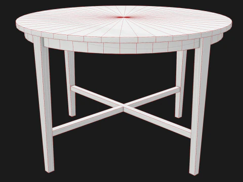 Tavolo rotondo in legno pronto per il gioco PBR Modello 3D