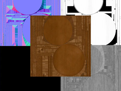 Tavolo rotondo in legno pronto per il gioco PBR Modello 3D