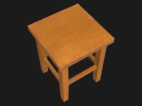 Wood Stool Game Ready PBR 3D Model