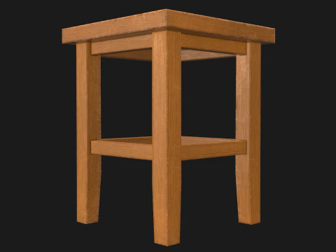 Wood Stool Game Ready PBR 3D Model