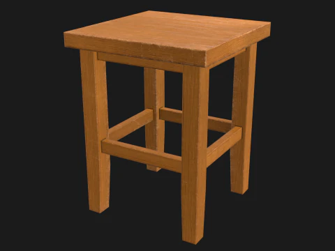 Wood Stool Game Ready PBR 3D Model