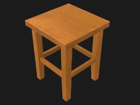 Wood Stool Game Ready PBR 3D Model