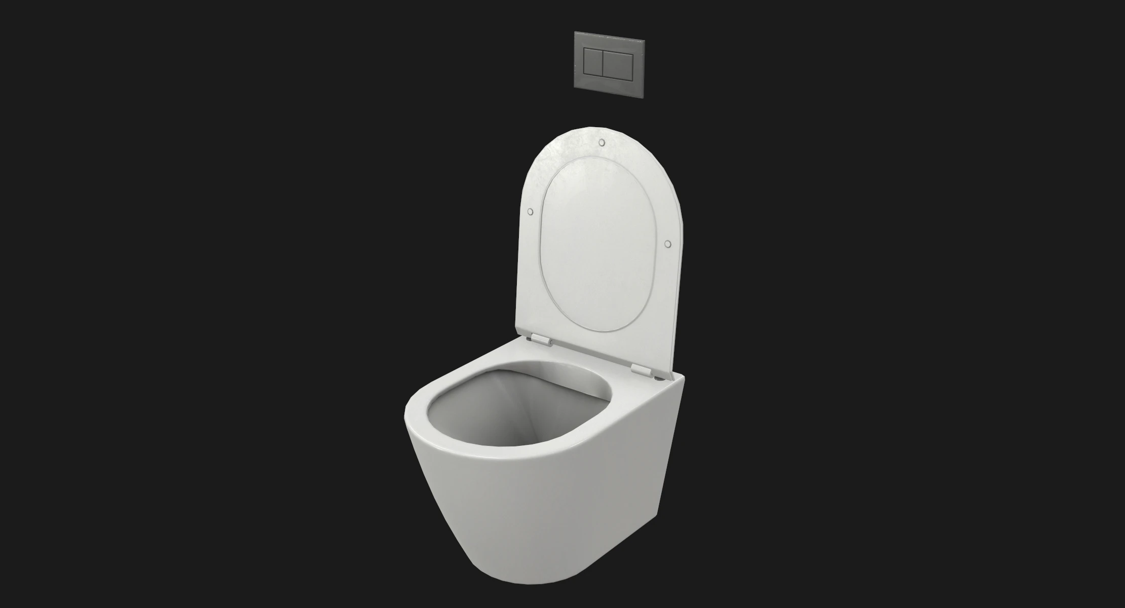 Wall Hung Toilet Game Ready PBR 3D Model .c4d .max .obj .3ds .fbx .stl .blend 