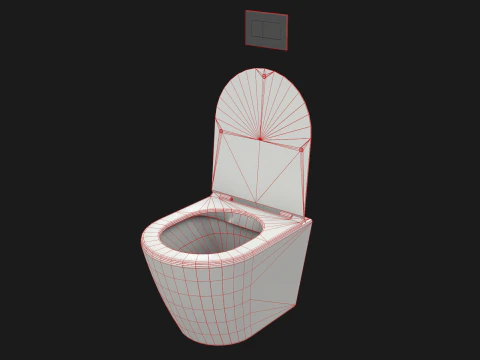 Wall Hung Toilet Game Ready PBR 3D Model