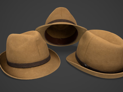 Vintage Fedora Hat - Brown Felt Hat Modelo 3D