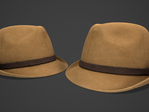 Vintage Fedora Hat - Brown Felt Hat 3D Модель