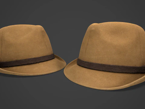 Vintage Fedora Hat - Brown Felt Hat 3D Model