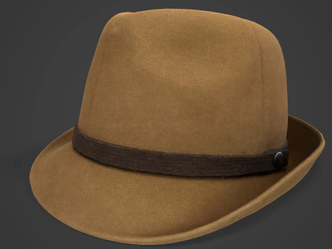 Vintage Fedora Hat - Brown Felt Hat 3D Model