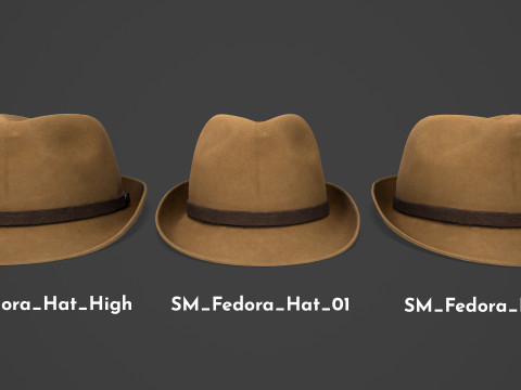 Vintage Fedora Hat - Brown Felt Hat 3D Модель