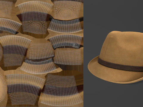Vintage Fedora Hat - Brown Felt Hat 3D Model