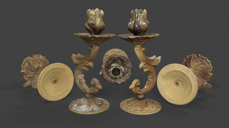 Old Metal Candlesticks Modelo 3D .c4d .max .obj .3ds .fbx .stl .blend