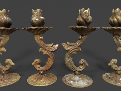 Old Metal Candlesticks Modelo 3D