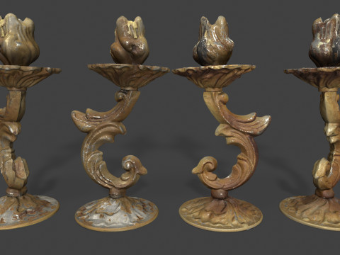 Old Metal Candlesticks Modelo 3D