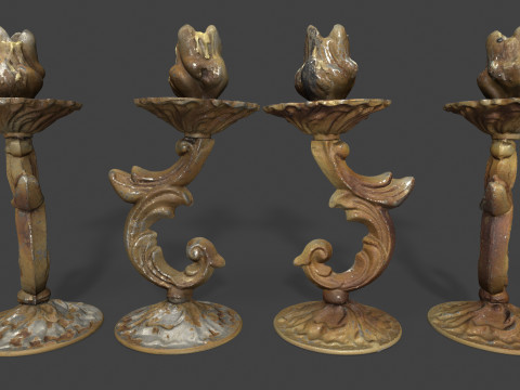 Old Metal Candlesticks Modelo 3D