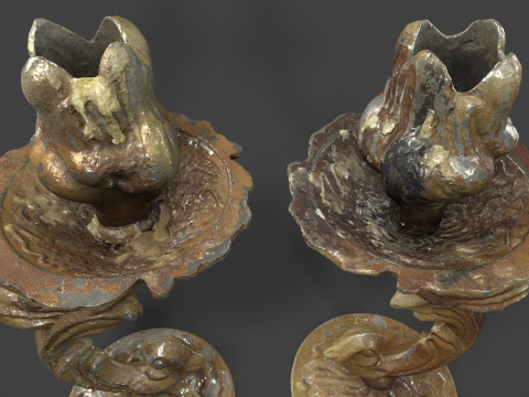 Old Metal Candlesticks Modelo 3D