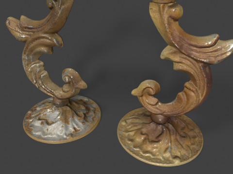 Old Metal Candlesticks Modelo 3D