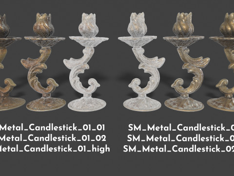 Old Metal Candlesticks Modelo 3D