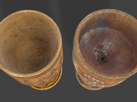 Vintage Wooden Goblets - 2 Models 3D Model