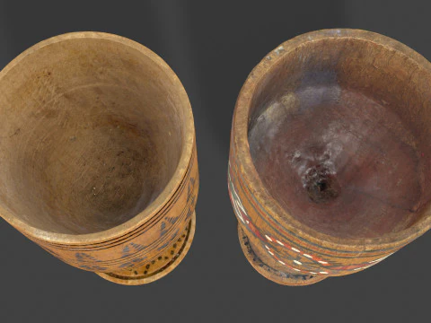Vintage Wooden Goblets - 2 Models 3D Model
