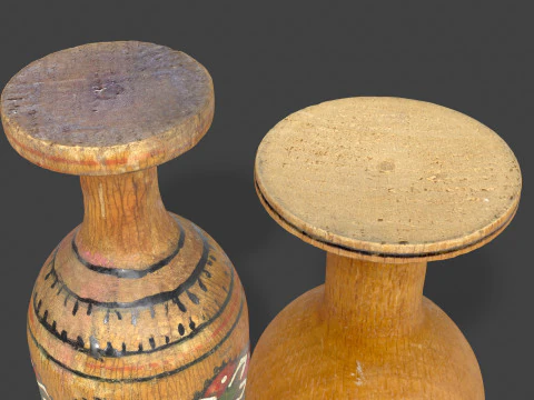 Vintage Wooden Goblets - 2 Models 3D Model