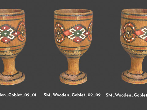 Vintage Wooden Goblets - 2 Models 3D Model
